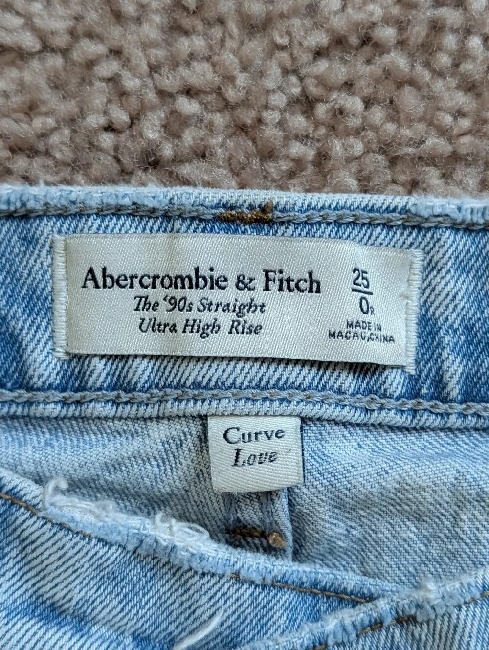 Abercrombie Womens Light Blue Curve Love Ultra High Rise 90s Straight Jean 25/0R